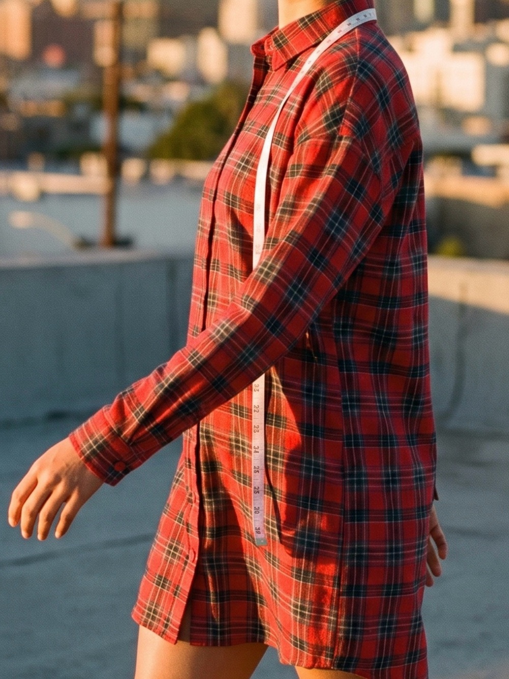 Missguided Red Plaid Longline Shirt Dress Size 10P